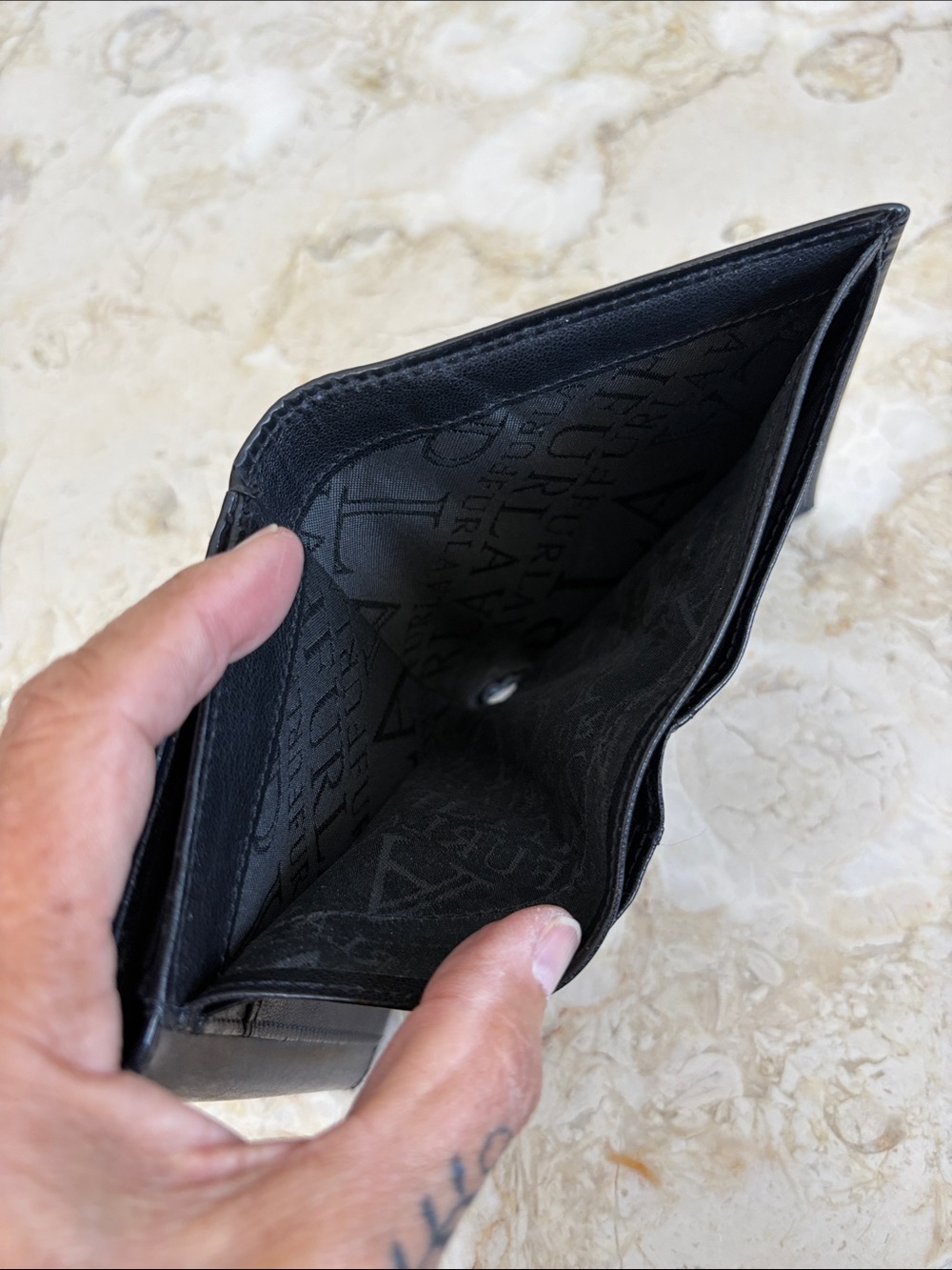 Furla Black Leather Bifold Wallet Silver Logo Made in Italy - Picture 8 of 15